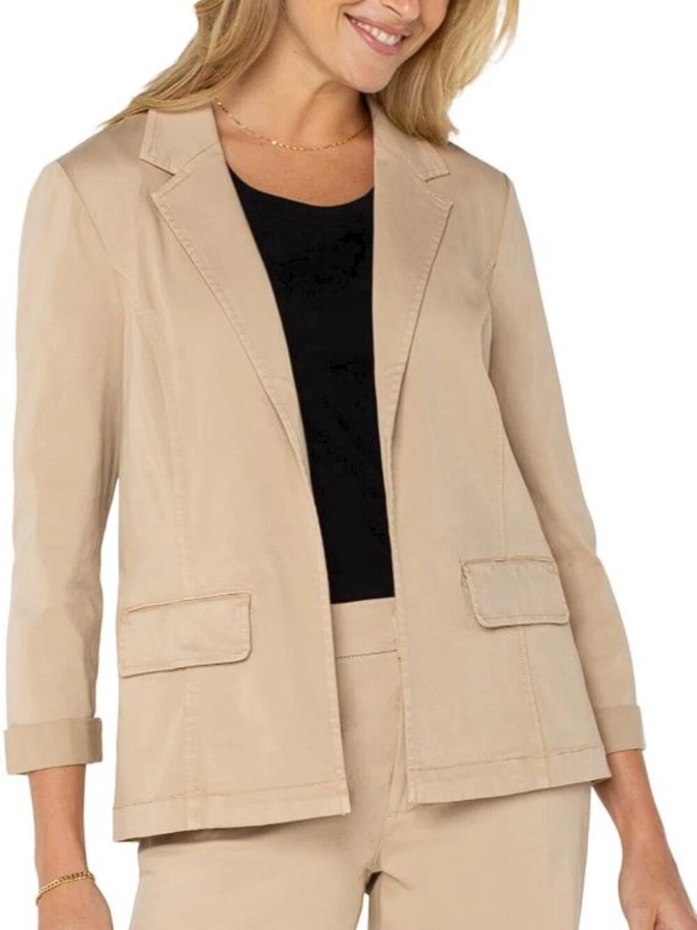 LIVERPOOL Women's Open Front Fitted Blazer Size M in Tan